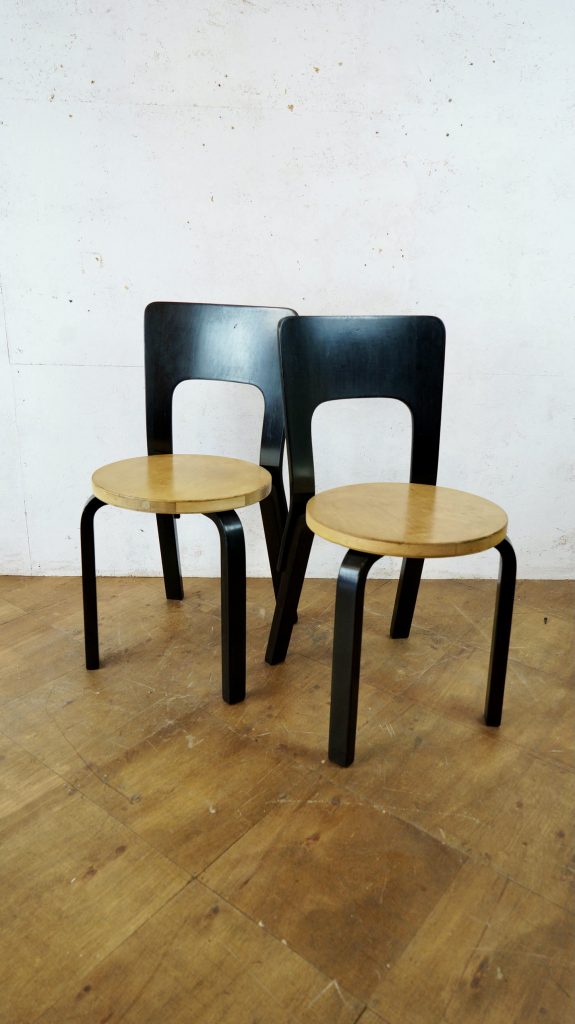 Pair of Alvar Aalto model 66 chair