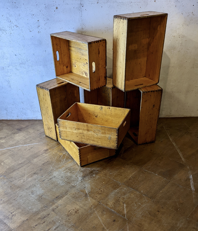 Set of wooden storage boxes