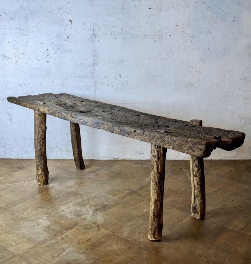 19th century workshop console table in natural wood circa 1880