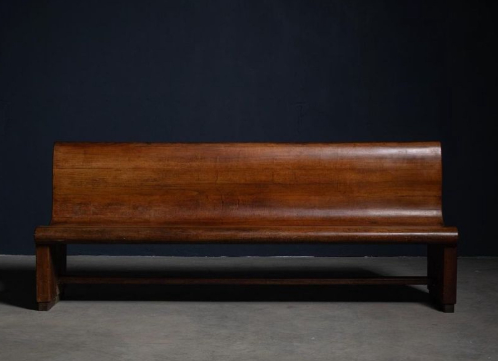 Fantastic early 20th century walnut Italian train station bench.