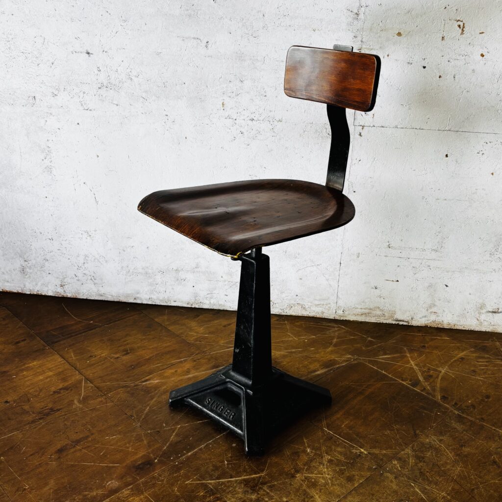 Early Adjustable Workshop “SINGER” Chair with “Eiffel” base