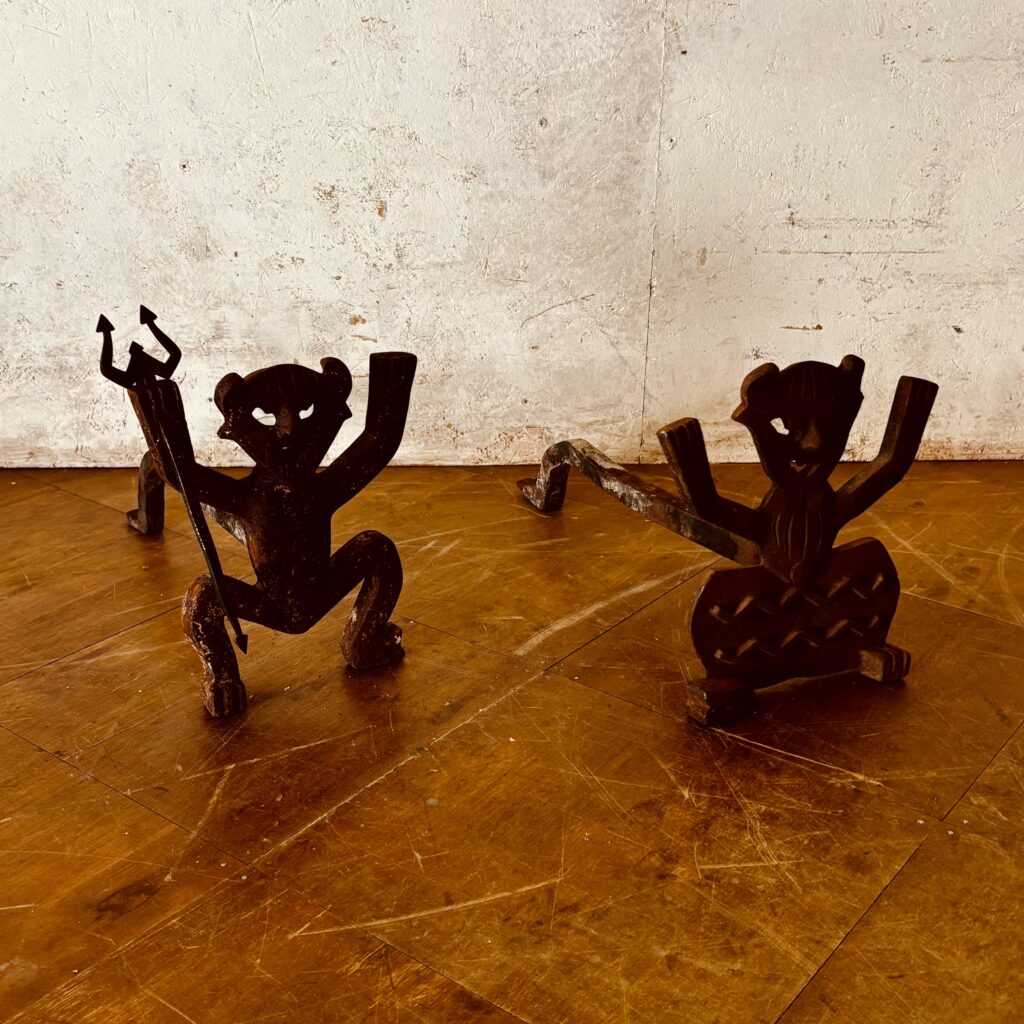 Pair of Cast Iron Fire Dogs – Early 20th Century